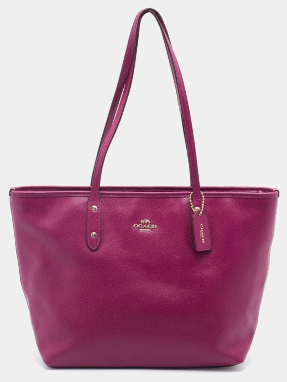 Coach F36875 City Zip Tote Magenta Pink Crossgrain Leather Gold Hardware